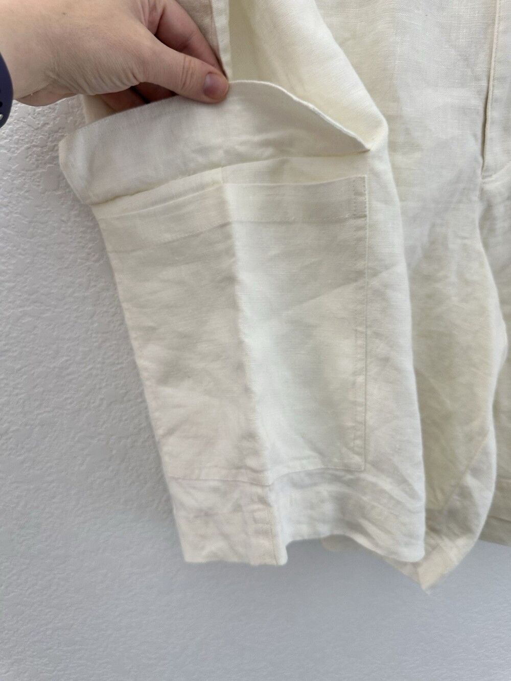 Grant Thomas 100% Linen Cargo Shorts Mens XXL Off White Cream Drawstring - Picture 5 of 9